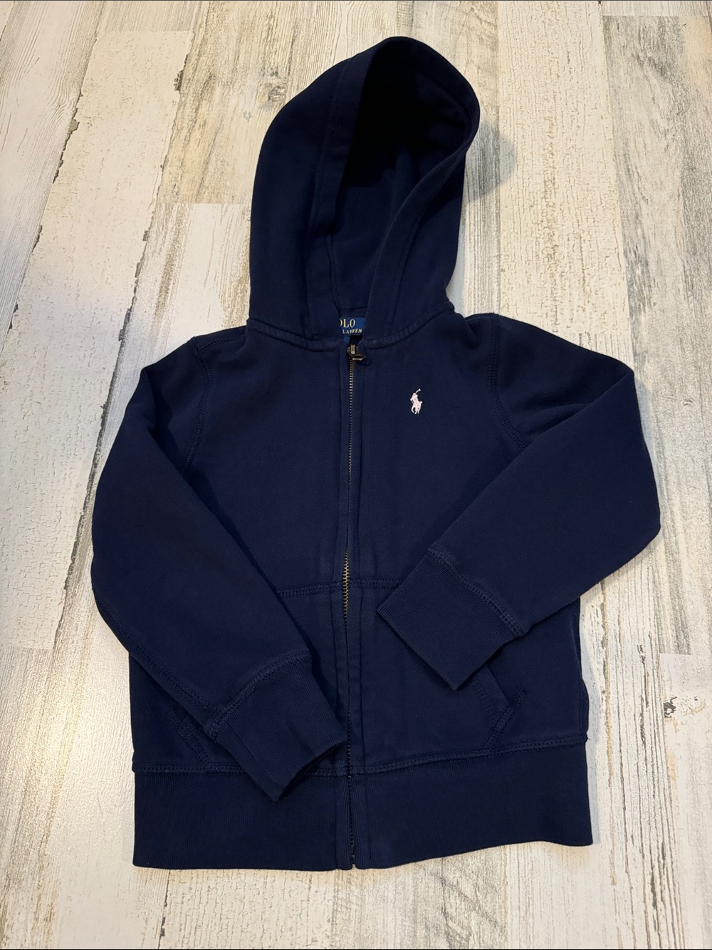 Polo Ralph Lauren Navy Pink Pony Zip Split Pockets Long Sleeve Hoodie Jacket 5
